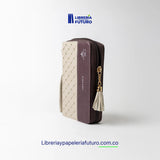 Biblia beige/café tipo chequera