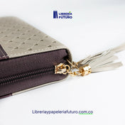 Biblia beige/café tipo chequera