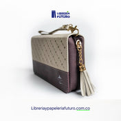 Biblia beige/café tipo chequera