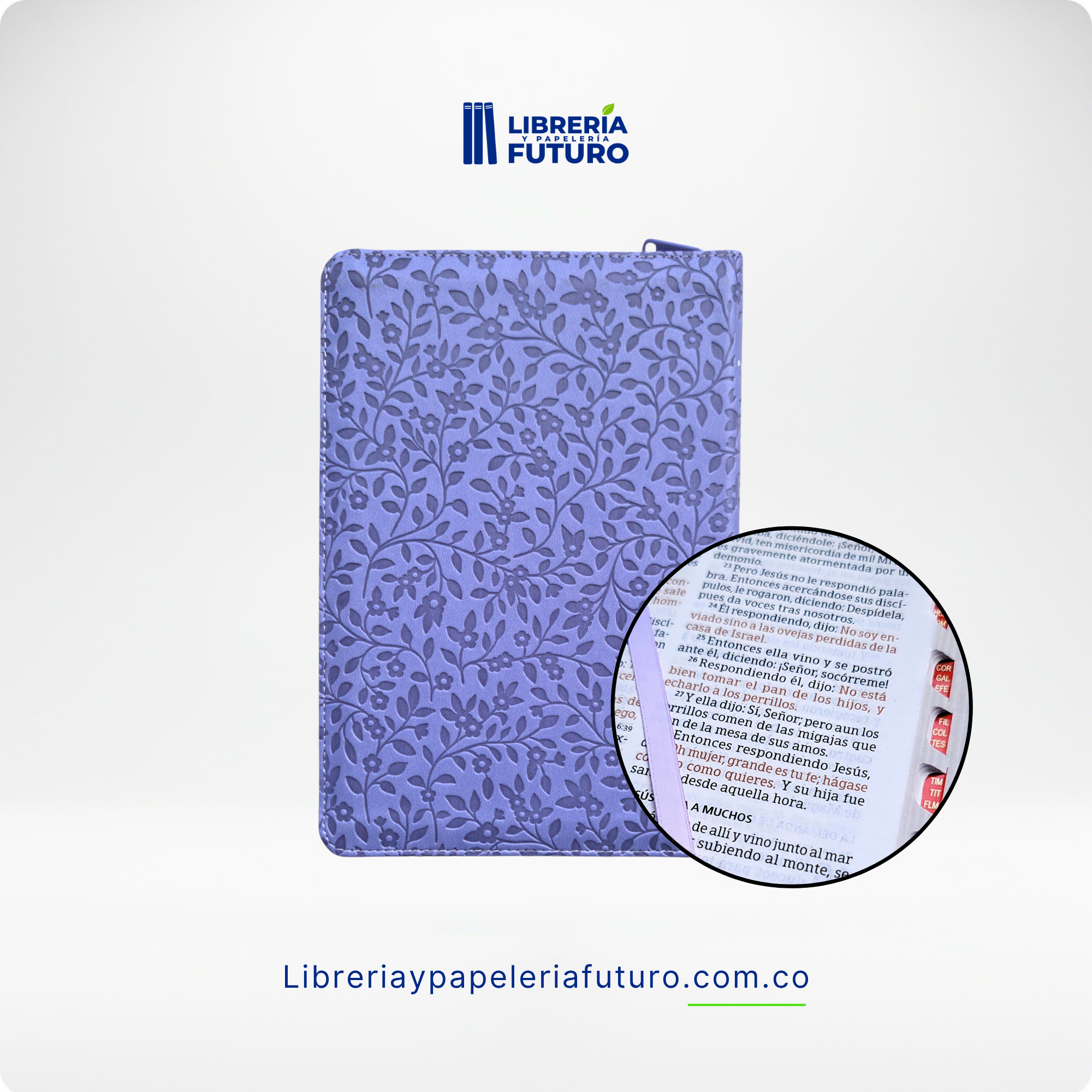 Biblia mediana lavanda símil piel
