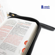 Biblia negra/beige tipo chequera