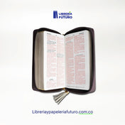 Biblia beige/café tipo chequera