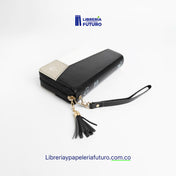 Biblia negra/beige tipo chequera