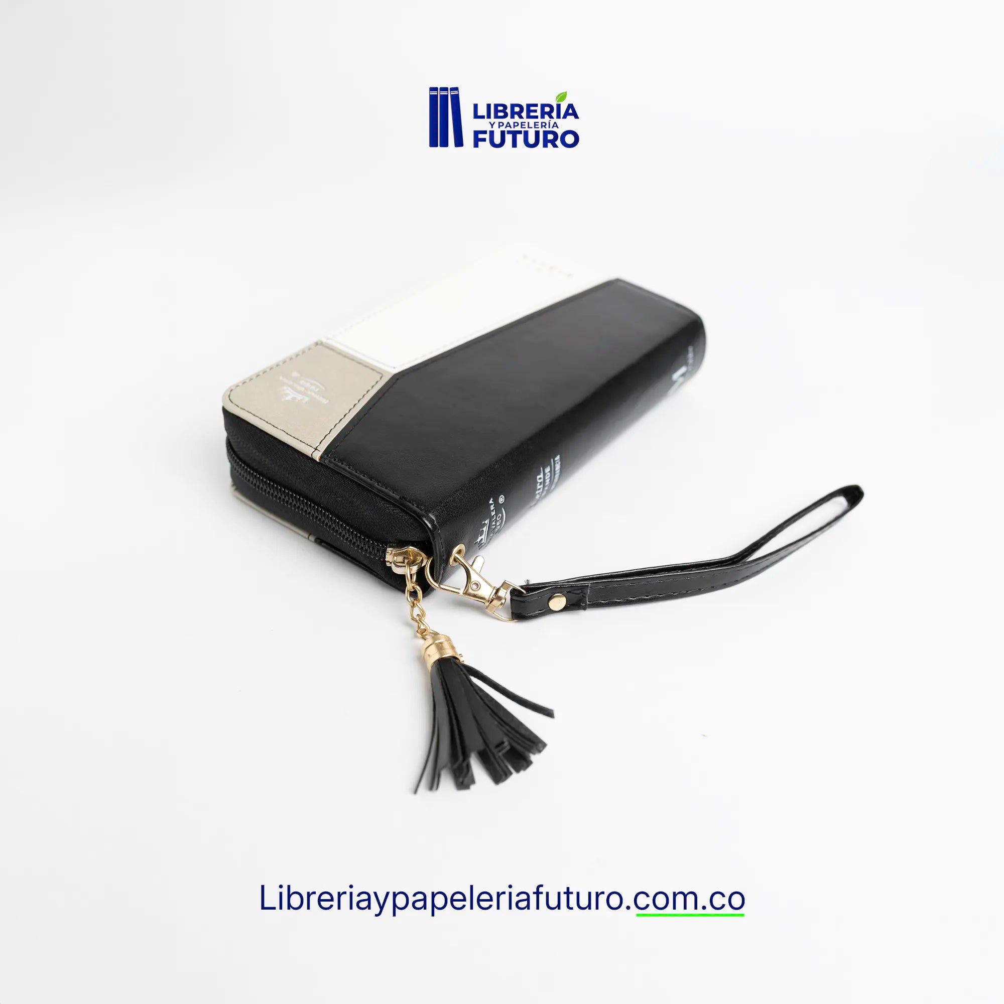 Biblia negra/beige tipo chequera