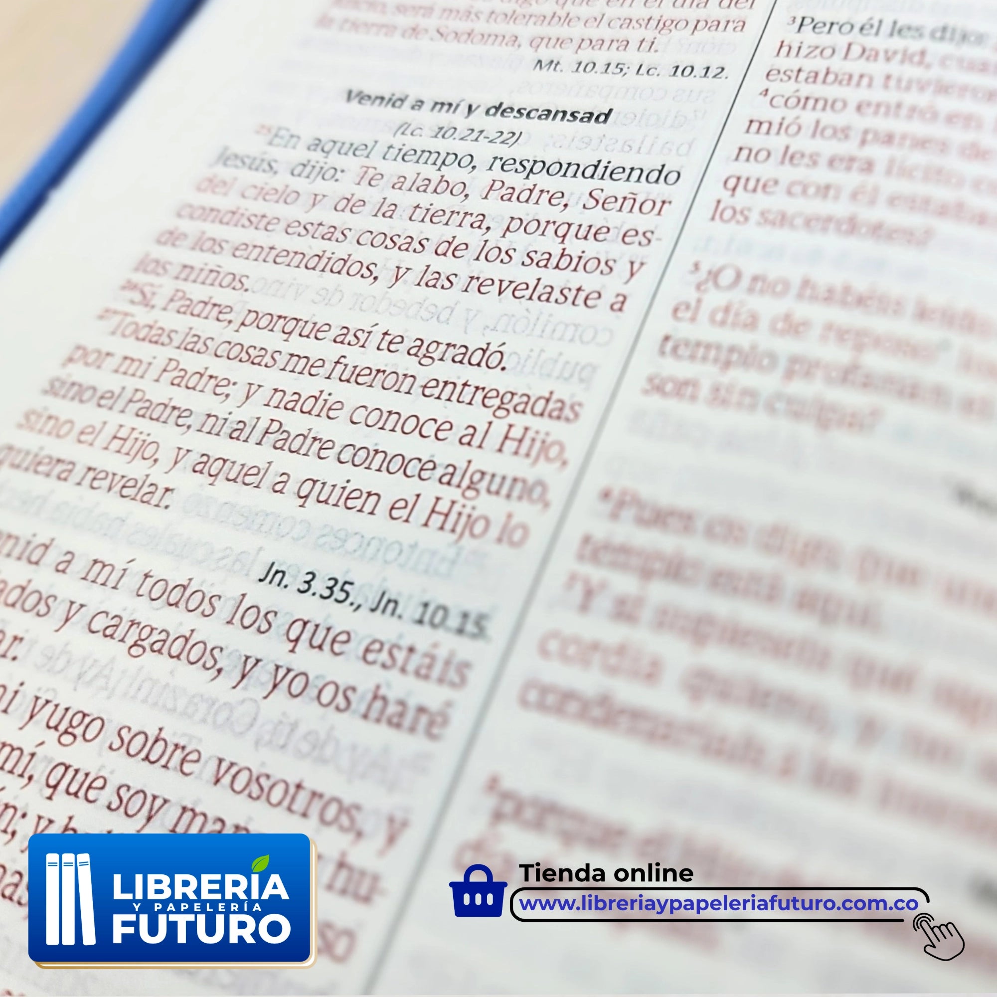 Biblia Floral Azul, en tamaño y letra mediana con índice y cremallera