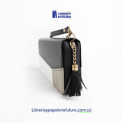 Biblia negra/beige tipo chequera