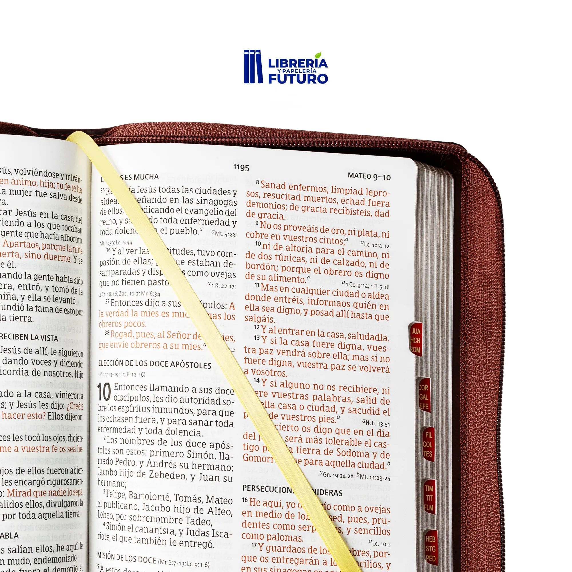 Biblia mediana café símil piel