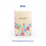 Biblia mediana crema floral