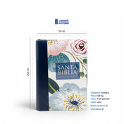 Biblia mediana azul floral