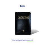 Biblia negra, en tamaño y letra pequeña con cremallera e índice (versión de lujo)
