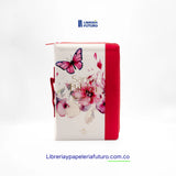 Biblia mediana blanca mariposas broche y asa