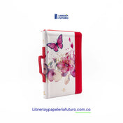 Biblia mediana blanca mariposas broche y asa