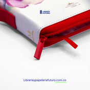 Biblia mediana blanca mariposas broche y asa