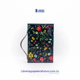 Biblia mediana negra flores broche y asa