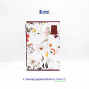 Biblia mediana blanca flores broche y asa