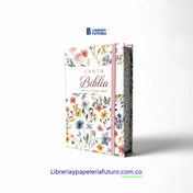 Biblia mediana blanca primavera con elástico