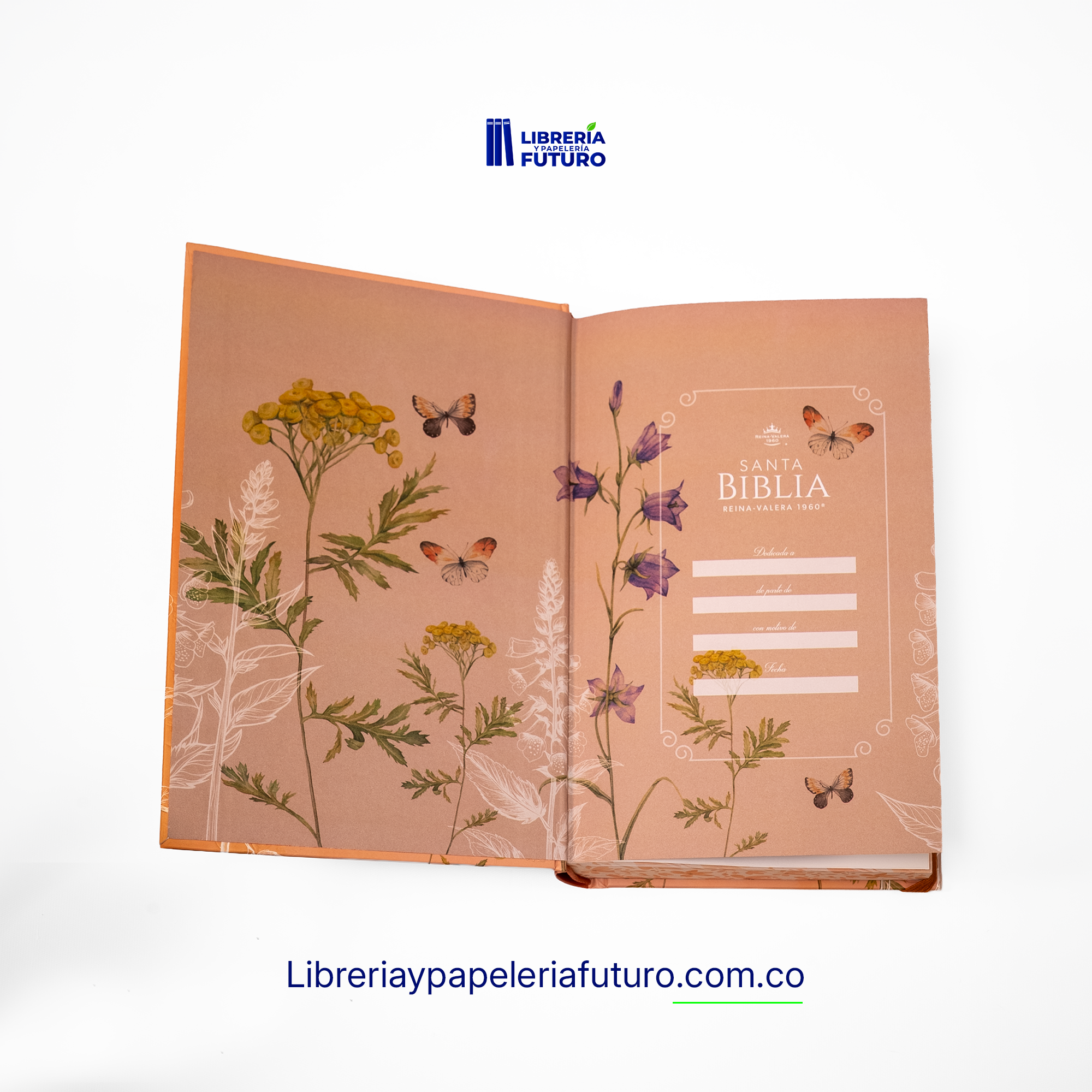Biblia mediana salmón primavera con elástico