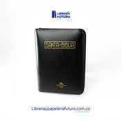 Biblia negra, en tamaño y letra pequeña con cremallera e índice (versión de lujo)