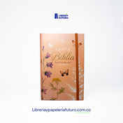 Biblia mediana salmón primavera con elástico
