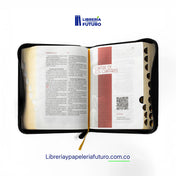 Biblia negra, en tamaño y letra pequeña con cremallera e índice (versión de lujo)