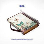 Biblia mediana mariposas con broche y asa
