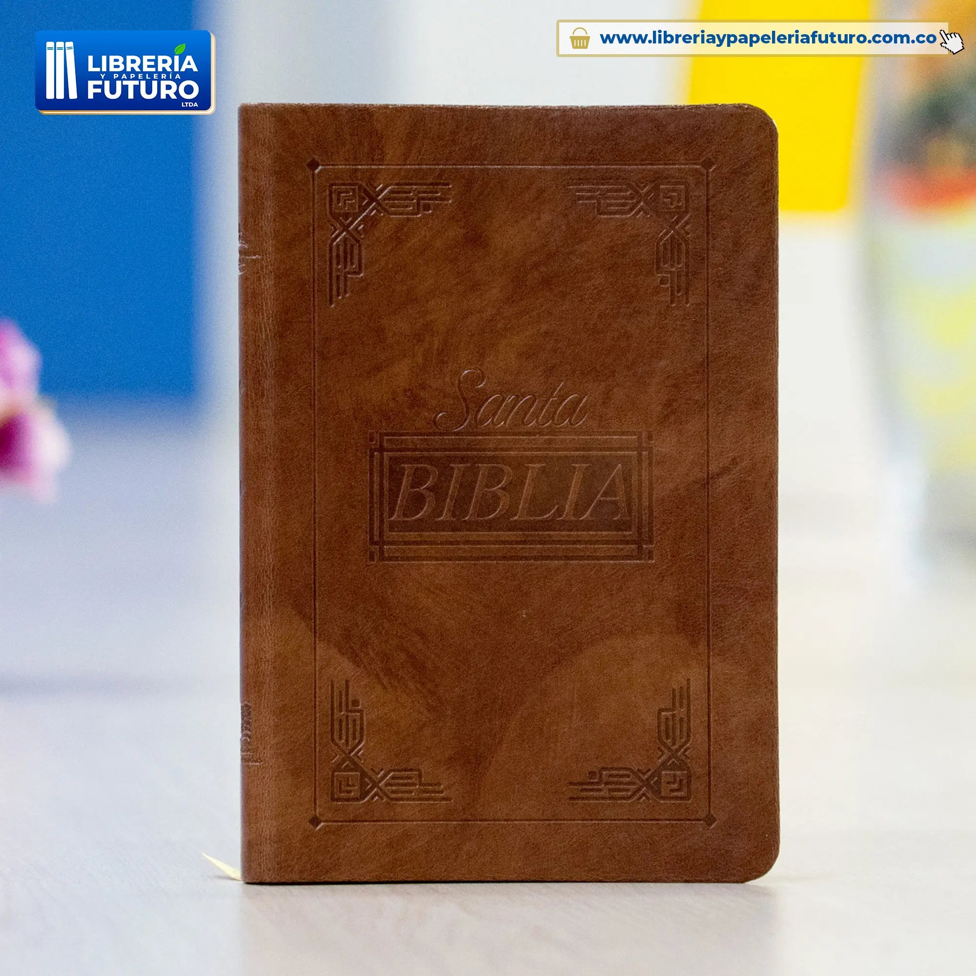 Biblia Reina Valera 1960 Café, Mediana, Simil piel con Letra Pequeña