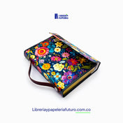 Biblia mediana azul primavera broche y asa