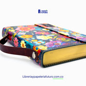 Biblia mediana azul primavera broche y asa