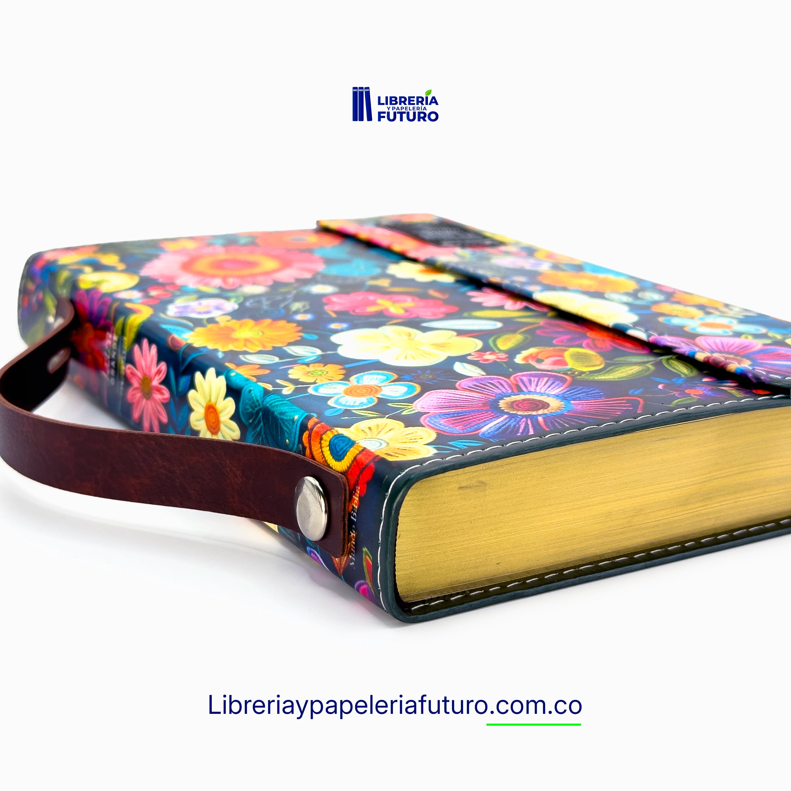 Biblia mediana azul primavera broche y asa