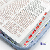Biblia mediana celeste floral