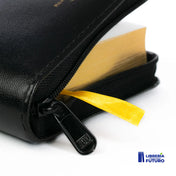 Biblia negra, en tamaño y letra pequeña con cremallera e índice (versión de lujo)