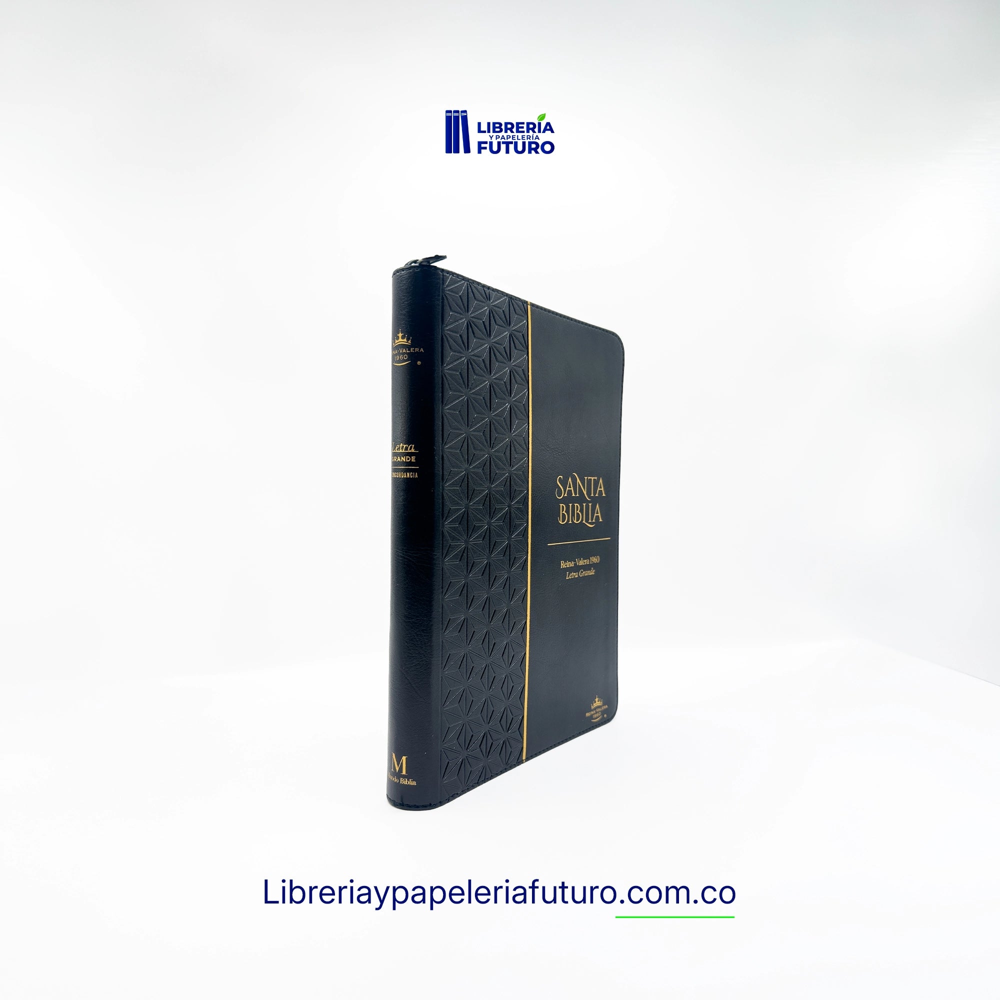 Biblia negra repujada mediana