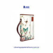 Biblia mediana mariposas con broche y asa